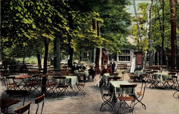 Postcard Hamburg Nord Groß-Borstel, Greetings from the Borsteler Jäger, Terrace