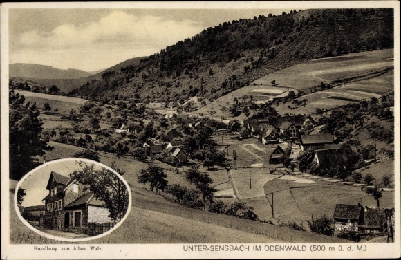 Postcard Unter Sensbach Oberzent in the Odenwald, action, view of the place