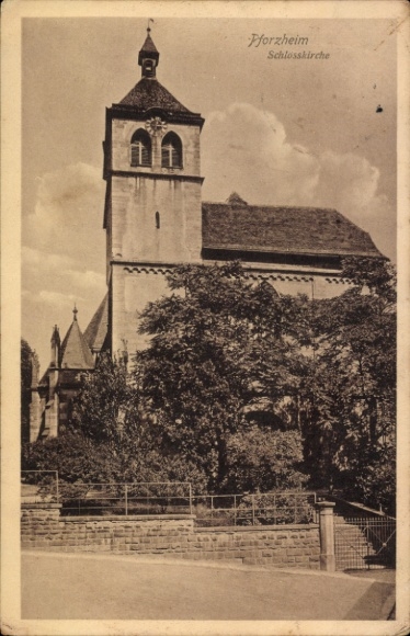 Postcard Pforzheim in the Black Forest, Castle Church