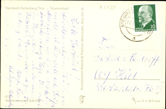 Postcard Steinbach Hallenberg in the Thuringian Forest, swimming pool