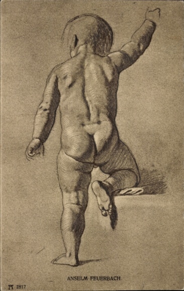 Artist Postcard Feuerbach, A., Naked Man