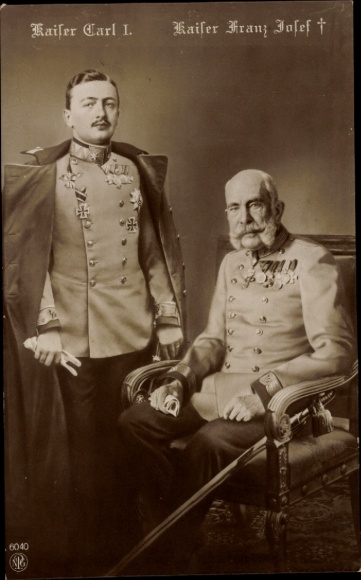 Ak Kaiser Carl I., Kaiser Franz Josef I., NPG 6040, Schwert
