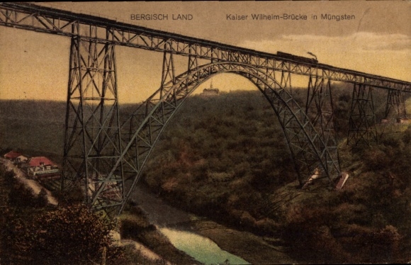 Postcard Müngsten an der Wupper Wuppertal, Kaiser Wilhelm Bridge, Bergisches Land, railway bridge, Lan
