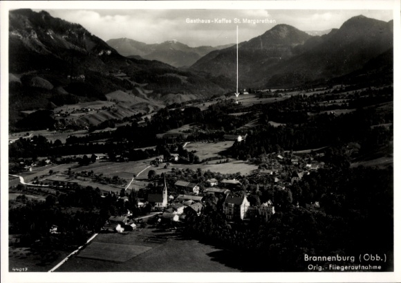 Postcard Brannenburg in Upper Bavaria, aerial photograph, Gasthaus St. Margarethen