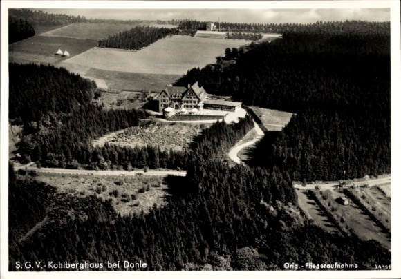 Postcard Dahle Altena in the Sauerland, SGV Kohlberghaus near Dahle, aerial photograph, landscape, building