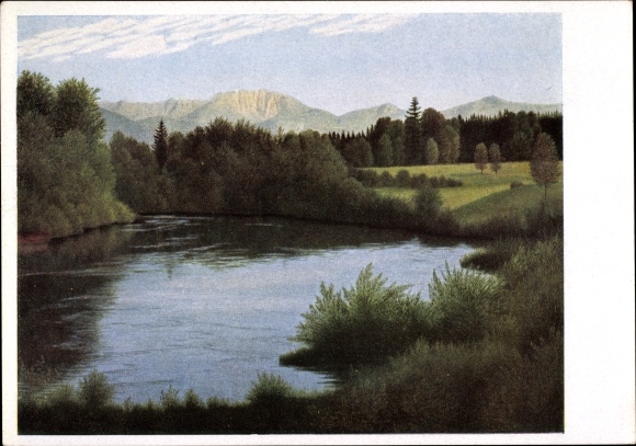 Artist Postcard Goebel, Otto, Loisachlandschaft, Great German Art Exhibition 1942, HDK C 1449