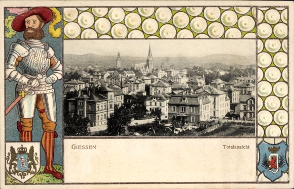 Embossed coat of arms passepartout PC Gießen an der Lahn Hesse, general view