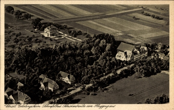 Postcard Sebastiansweiler Mössingen in Baden Württemberg, Christian rest home, aerial photograph