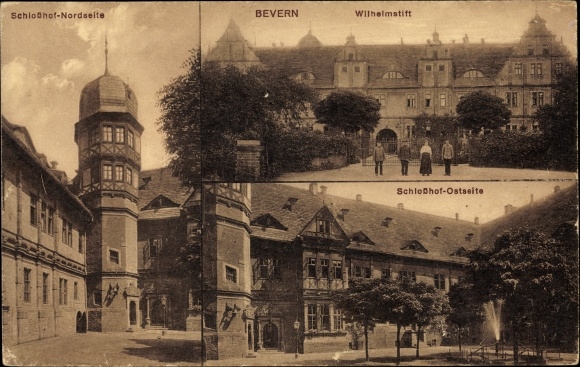 Ak Bevern Niedersachsen, Schlosshof von der Nordseite und Ostseite, Wilhelmstift