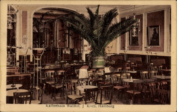 Postcard Hamburg Nord Hohenfelde, Caféhaus Wallhof, interior view