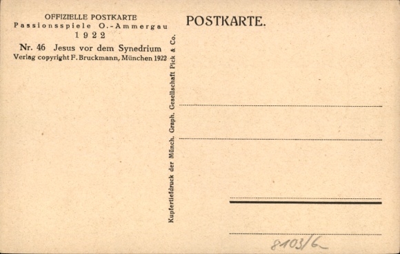 Postcard Oberammergau in Upper Bavaria, Passion Play 1922, Jesus before the Sanhedrin