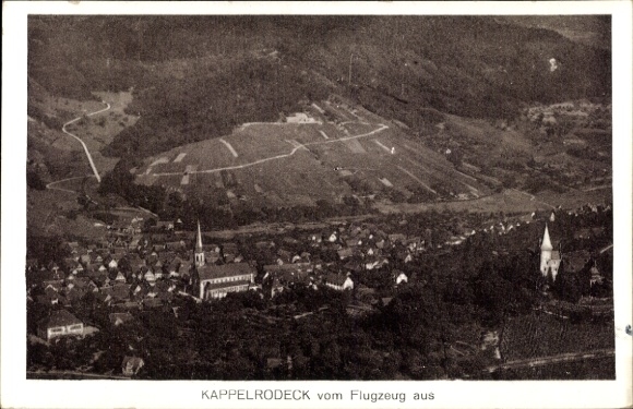 Postcard Kappelrodeck in the Black Forest, aerial photograph