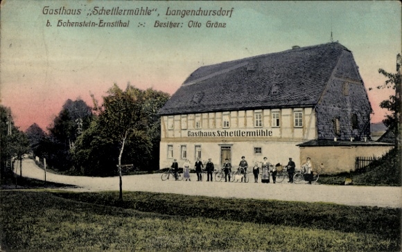 Postcard Langenchursdorf Callenberg in Sachsen, Gasthaus Schettlermühle