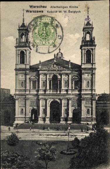 Postcard Warszawa Warsaw Poland, All Saints Church