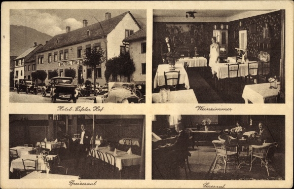 Ak Heimbach Eifel, Hotel Eifeler Hof, Weinzimmer, Speisesaal, Lesesaal, B. Wiesspflog