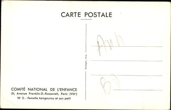 Postcard Paris VIII. Arrondissement Élysée, Female kangaroo and her calf