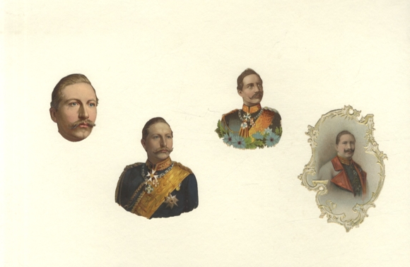 4 wafers portrait of Kaiser Wilhelm II, approx. 8 x 6 cm, up to 5 x 4 cm