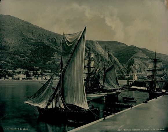 Chromotype Menton Alpes Maritimes, Sailboats and the Garavon