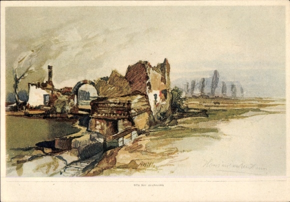 Sammelbild Aquarell Adolf Hitlers, Haus mit weißem Zaun, Dez. 1914, Sammelwerk Nr. 15 Bild 106