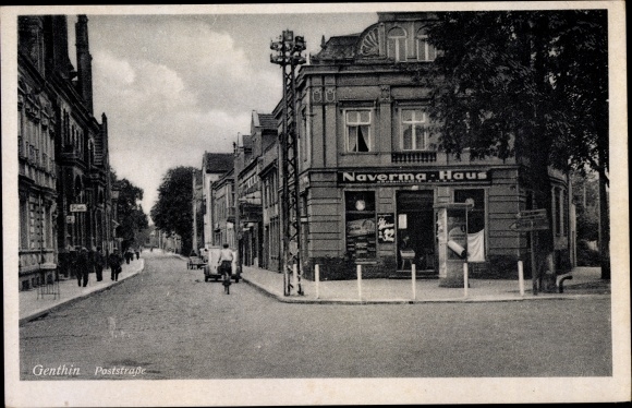 Ak Genthin am Elbe Havel Kanal, Partie in der Poststraße, Naverma Haus