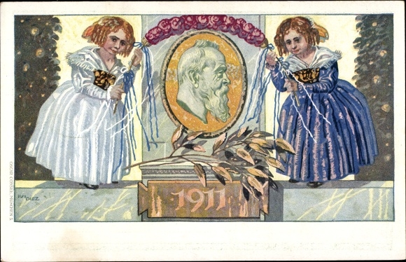 Postwaardestukken kunstenaarskaart Diez, M., prins-regent Luitpold van Beieren 1911, 5 Pfennig