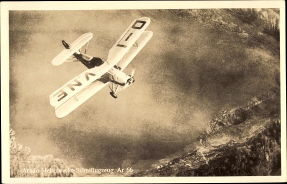 Postcard Arado multipurpose and trainer Ar 66, D IVNE