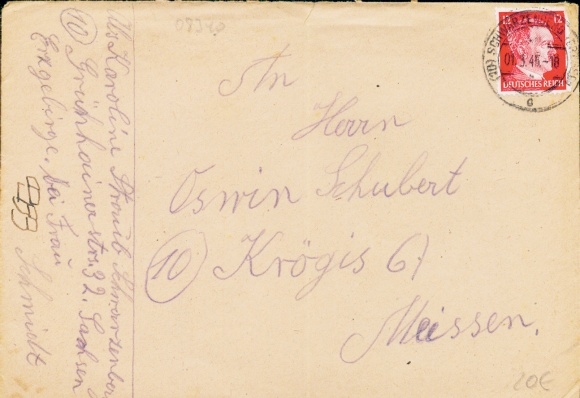 (10) Schwarzenberg / c / 03/01/1945 Letter with 12 Pf Hitler with contents