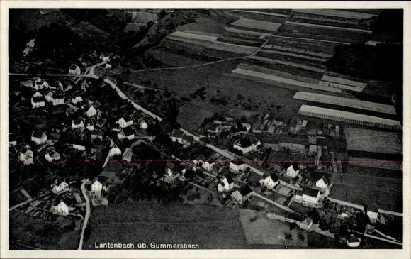 Postcard Lantenbach Gummersbach in the Oberbergischer Kreis, aerial photograph of the village
