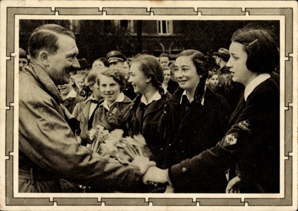 Postal stationery Postcard Führer and Reich Chancellor Adolf Hitler, well-wishers, BDM