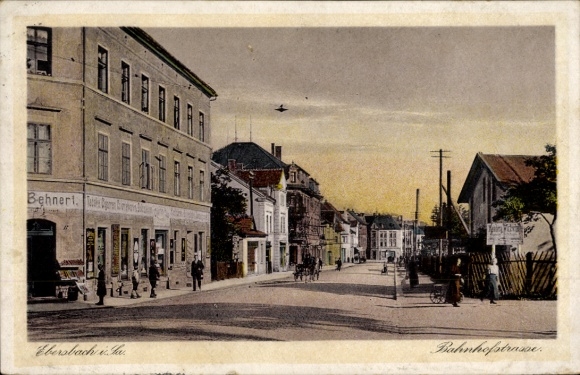 Postcard Ebersbach in Saxony Upper Lusatia, Bahnhofstraße, Behnert shop