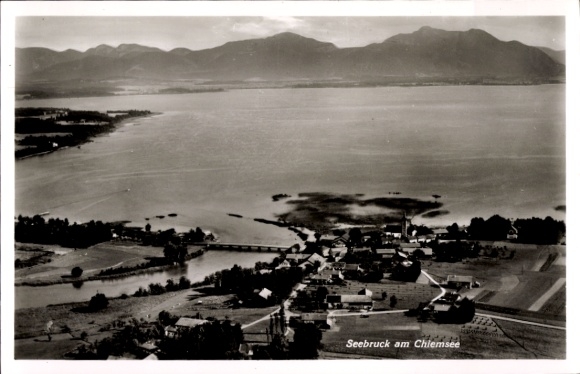 Postcard Seebruck am Chiemsee Upper Bavaria, aerial photograph