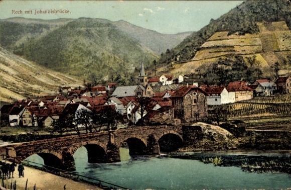 Ak Rech an der Ahr, plaats met Johannisbrücke