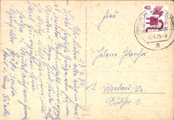 Postcard Frankfurt am Main, airport, passenger aircraft Lufthansa