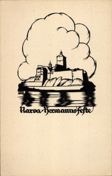 Paper cutting artist Postcard Schwindt, Narva Narwa Estonia, Hermannsfeste