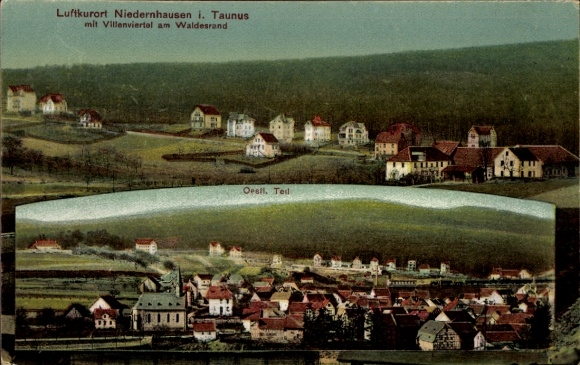 Postcard Niedernhausen in the Rheingau Taunus district, villa district on the edge of the forest, eastern part