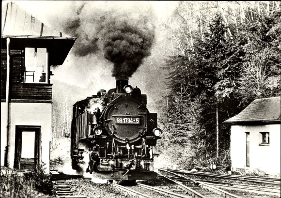 PC Kipsdorf Altenberg im Erzgebirge, narrow-gauge railway, locomotive 991734-5 in the station