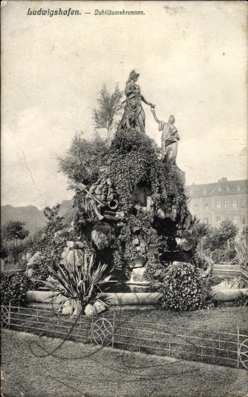 Ak Ludwigshafen am Rhein, Jubiläumsbrunnen
