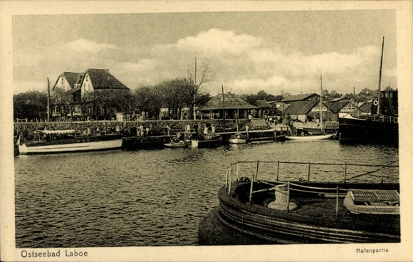 Postcard Ostseebad Laboe, harbor