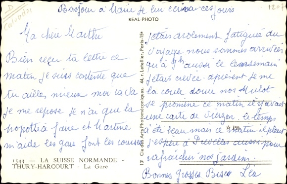 Postcard Thury Harcourt Calvados, La Gare