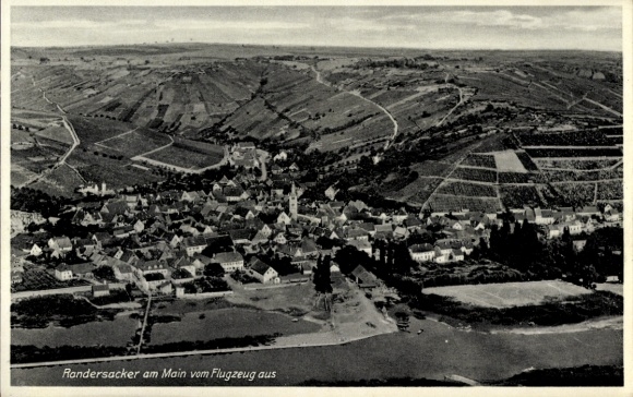 Postcard Randersacker am Main Lower Franconia, aerial photograph