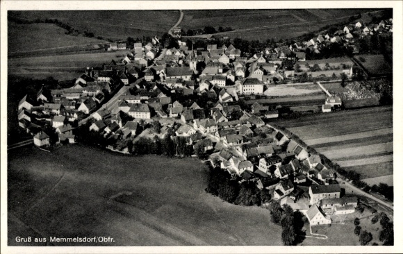 Postcard Memmelsdorf in Upper Franconia, aerial photograph