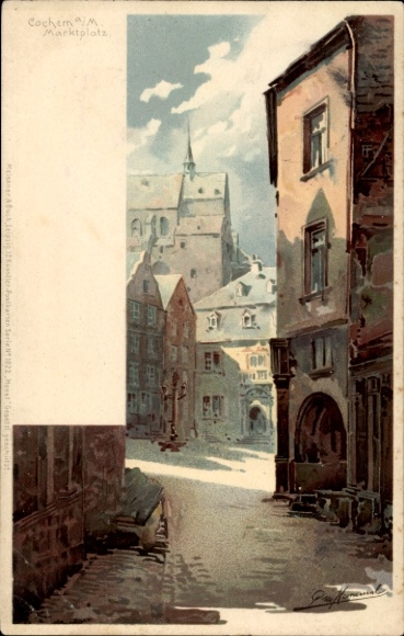 Künstler Litho Cochem an der Mosel, Marktplatz