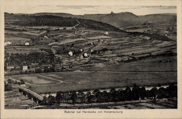 Ak Herdecke Ruhrtal, luchtfoto, locatie, Hohensyburg
