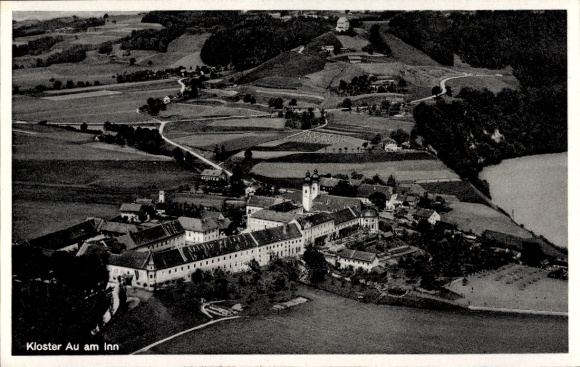 Ak Au am Inn Gars am Inn Oberbayern, Fliegeraufnahme, Erziehungsinstitut