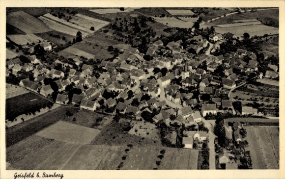 Ak Geisfeld Strullendorf in Oberfranken, Fliegeraufnahme
