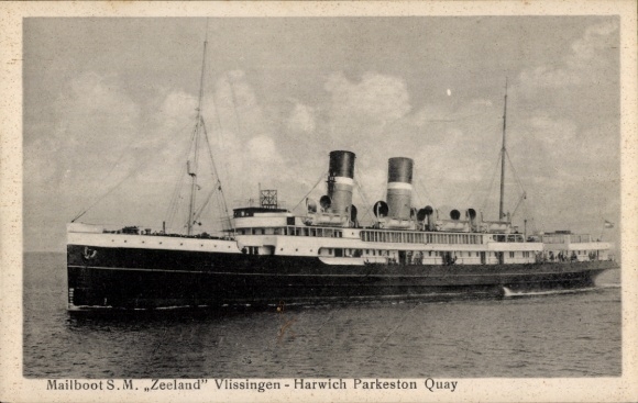 Postcard Vlissingen, mail ship MS Zeeland, ferry