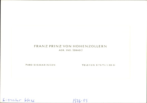 Postcard Franz Joseph von Hohenzollern, portrait, autograph