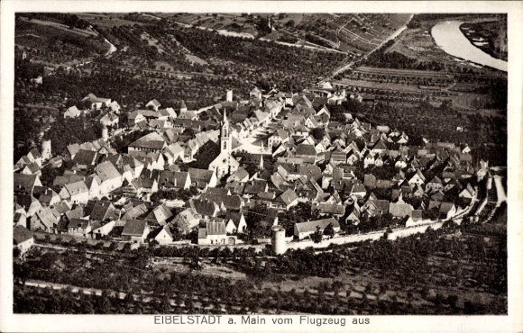 Postcard Eibelstadt in Lower Franconia, aerial photograph