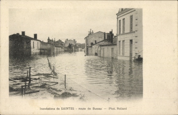 Postcard Saintes Charente-Maritime, Route de Bussac, flood