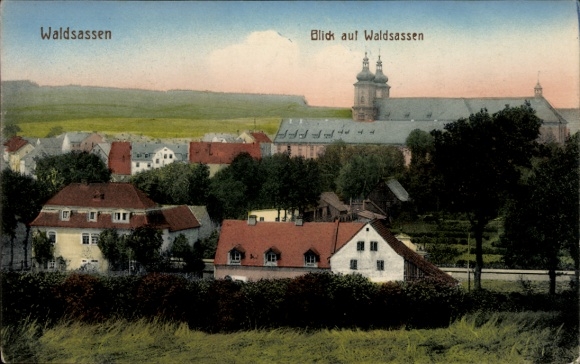 Picture of Waldsassen in the Upper Palatinate, front view of the town, monastery complex, roofs, landscape